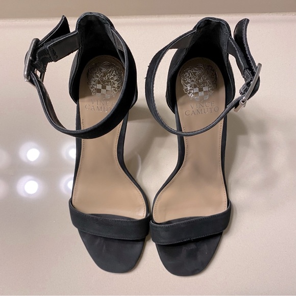 Vince Camuto black suede ankle strap formal heels - Picture 2 of 11